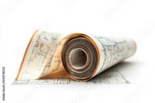 An architect s dream blue prints ready to create and build new spaces in white in white background. Generative Ai
