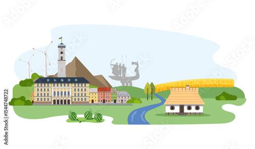 Ukraine. Landmarks of Ukraine. tourist postcard.