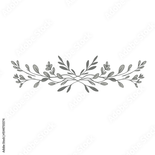 Dark sage page divider on transparent background for elegant design