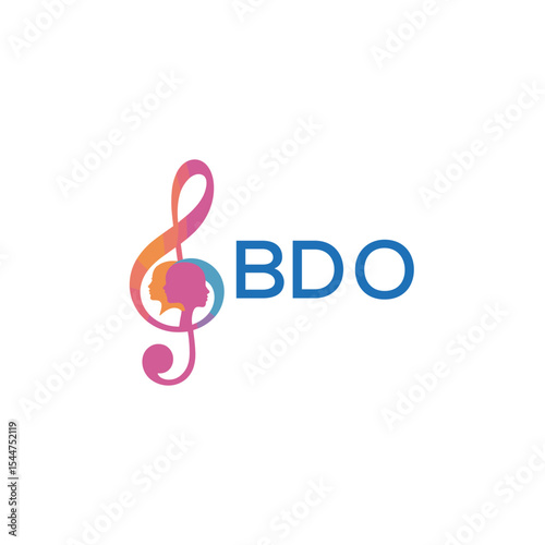  "BDO Music and Arts Logo Design, BDO Later Logo, Abstract Treble Clef with Human Faces"
