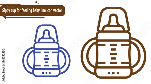 Sippy cup for feeding baby line icon vector