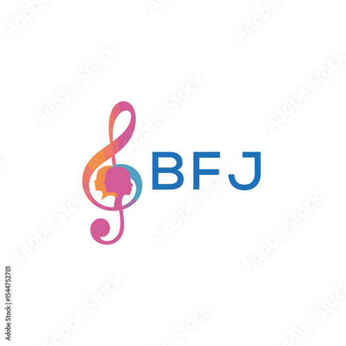  "BFJ Music and Arts Logo Design, BFJ Later Logo, Abstract Treble Clef with Human Faces"

