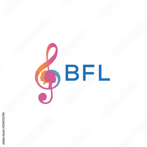  "BFL Music and Arts Logo Design, BFL Later Logo, Abstract Treble Clef with Human Faces"
