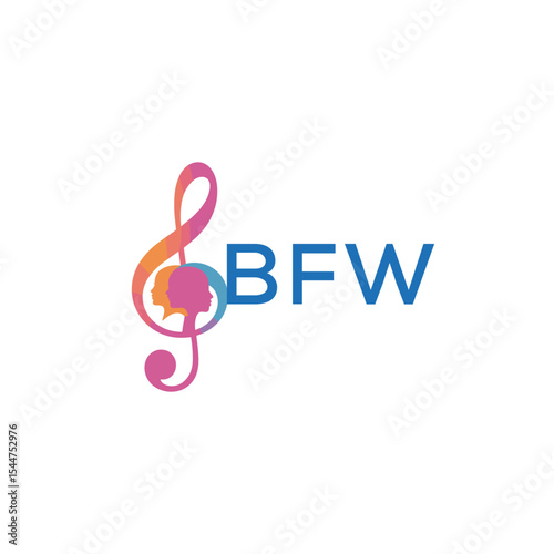 "BFW Music and Arts Logo Design, BFW Later Logo, Abstract Treble Clef with Human Faces"
