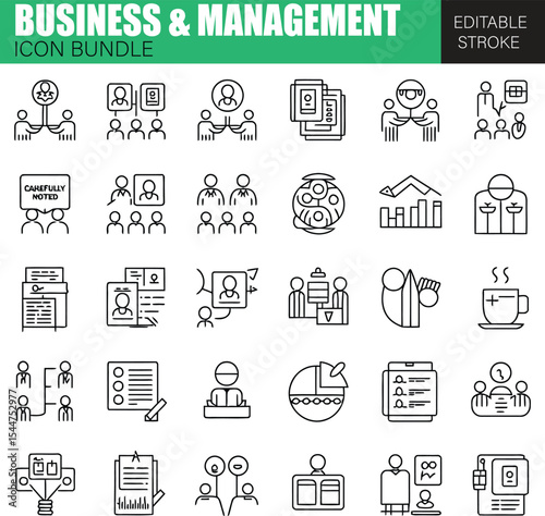 Business and Management Icons Set – Flat Vector Design