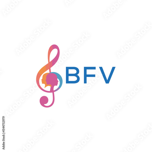  "BFV Music and Arts Logo Design, BFV Later Logo, Abstract Treble Clef with Human Faces"
