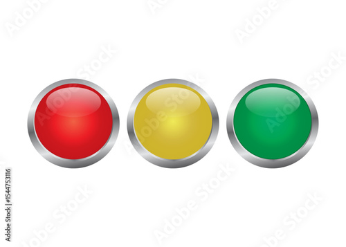 Button with metallic border in realistic style vector illustration stock illustration