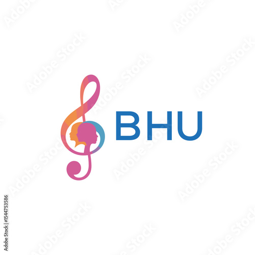  "BHU Music and Arts Logo Design, BHU Later Logo, Abstract Treble Clef with Human Faces"
