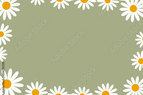 Daisy floral frame vector illustration background with playful flower pattern, place for a text