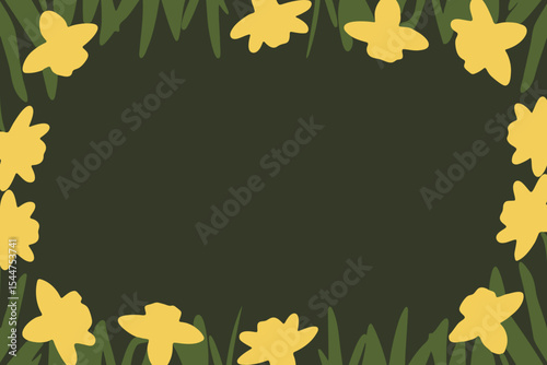 Yellow daffodil floral frame vector illustration  and spring design, place for a text