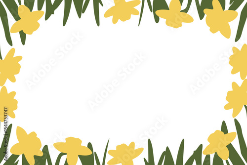 Yellow daffodil floral frame vector illustration  and spring design, place for a text