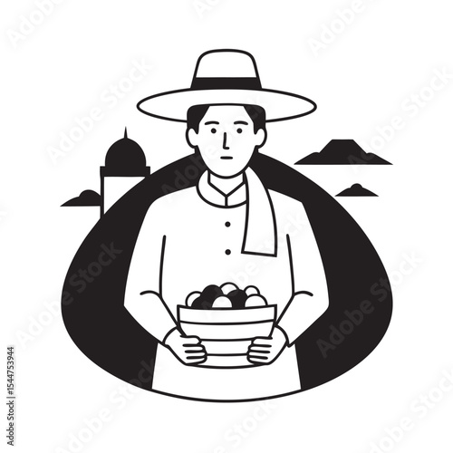 Bolivian Saltines Food Stall Illustration