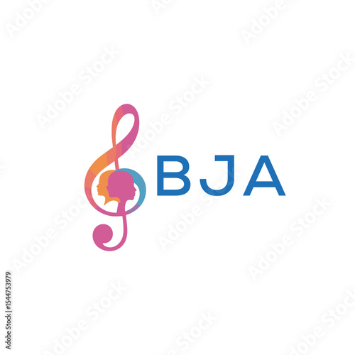  "BJA Music and Arts Logo Design, BJA Later Logo, Abstract Treble Clef with Human Faces"
