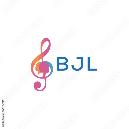  "BJL Music and Arts Logo Design, BJL Later Logo, Abstract Treble Clef with Human Faces"
