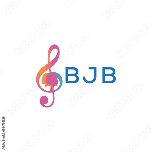  "BJB Music and Arts Logo Design, BJB Later Logo, Abstract Treble Clef with Human Faces"
