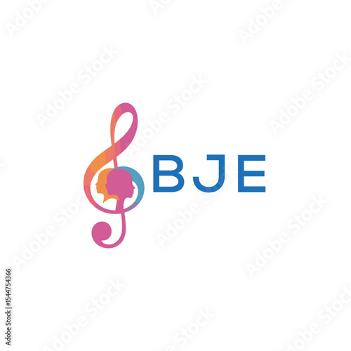  "BJE Music and Arts Logo Design, BJE Later Logo, Abstract Treble Clef with Human Faces"
