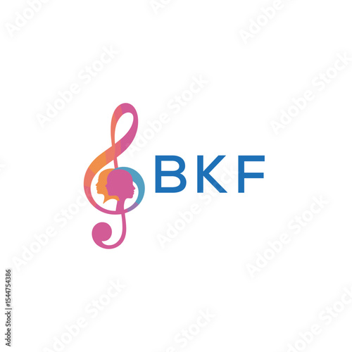  "BKF Music and Arts Logo Design, BKF Later Logo, Abstract Treble Clef with Human Faces"
