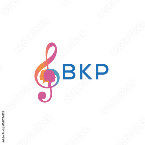  "BKP Music and Arts Logo Design, BKP Later Logo, Abstract Treble Clef with Human Faces"
