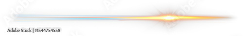 Bright light streak with lens flare effect on transparent background.
