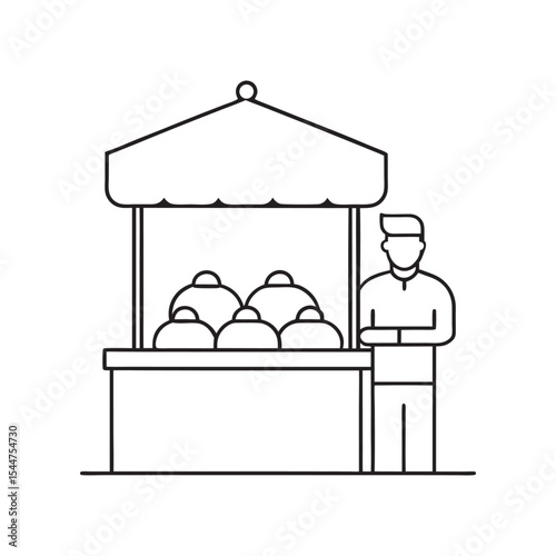 Korean Gimbap Street Vendor Illustration