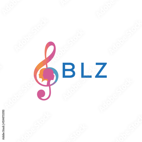  "BLZ Music and Arts Logo Design, BLZ Later Logo, Abstract Treble Clef with Human Faces"
