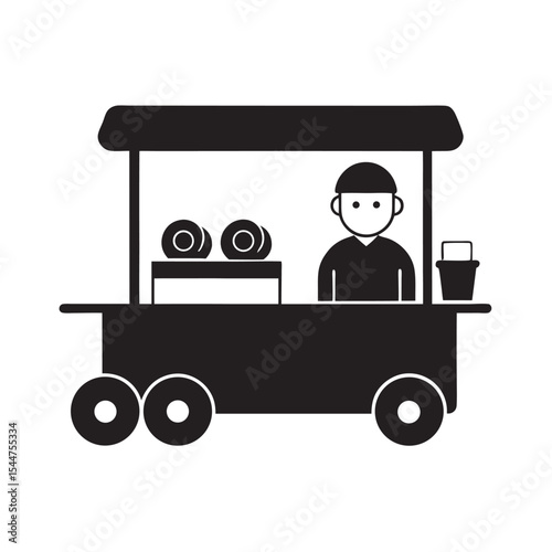 Thai Pad Thai Cart Outline Drawing