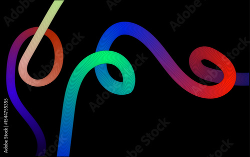 Abstract Color Line Pattern. Fun Wavy Geometric Graphic Design.  Vector Abstract Background. 3D Pattern with Fun Wavy Shapes.
