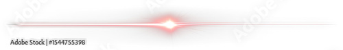 Red laser beam light effect on transparent background.