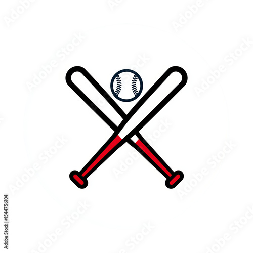 Baseball Bats and Ball: Graphic design featuring crossed baseball bats and a baseball.