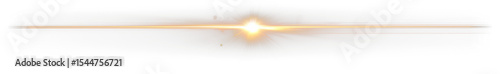 Bright horizontal lens flare light effect on transparent background.