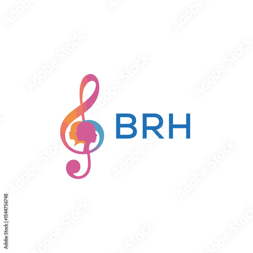  "BRH Music and Arts Logo Design, BRH Later Logo, Abstract Treble Clef with Human Faces"
