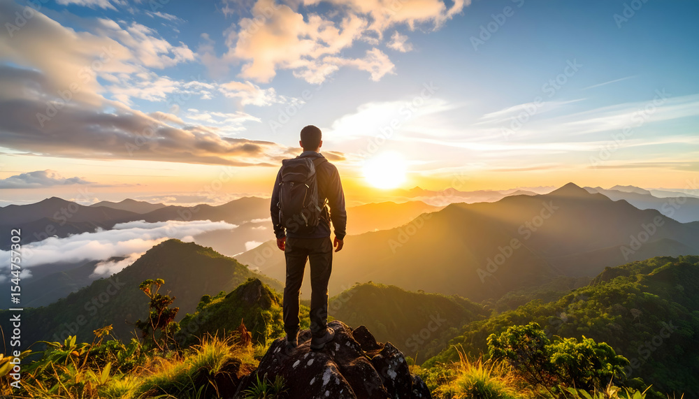Fototapeta premium man in the mountains