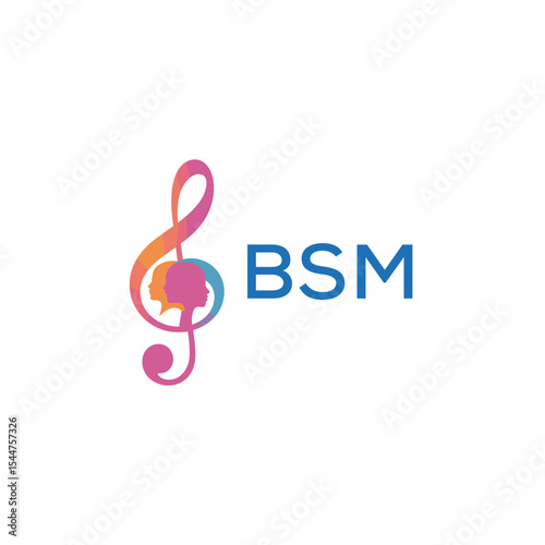  "BSM Music and Arts Logo Design, BSM Later Logo, Abstract Treble Clef with Human Faces"
