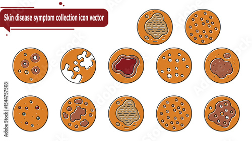 Skin disease symptom collection icon vector