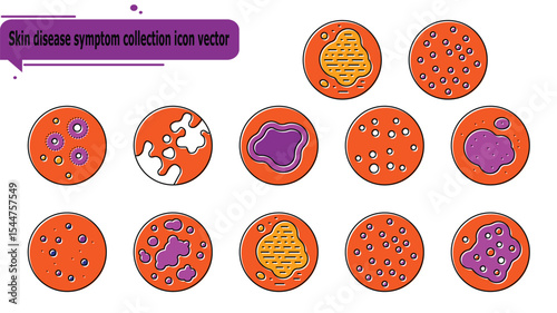 Skin disease symptom collection icon vector
