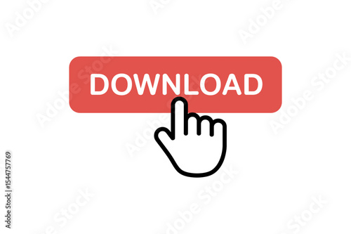 Hand cursor clicking on a red download button icon
