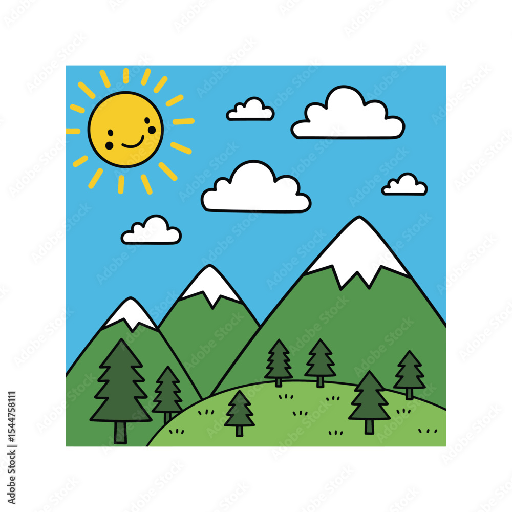 Fototapeta premium vector illustration of a mountain landscape