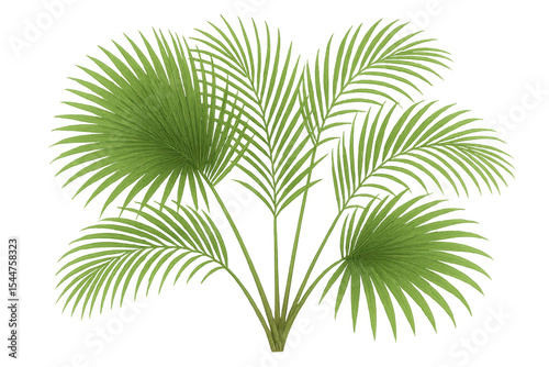 Verdant palm fronds conveying tropical atmosphere, isolated on transparent background, ideal for summer design concepts