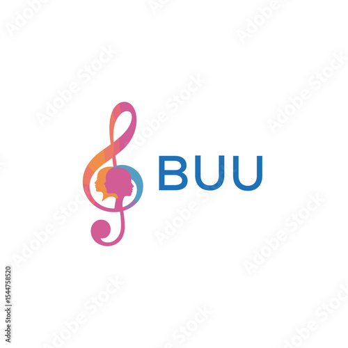  "BUU Music and Arts Logo Design, BUU Later Logo, Abstract Treble Clef with Human Faces"
