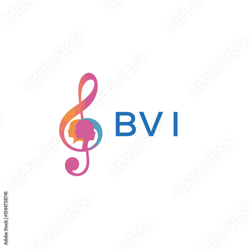  "BVI Music and Arts Logo Design, BVI Later Logo, Abstract Treble Clef with Human Faces"
