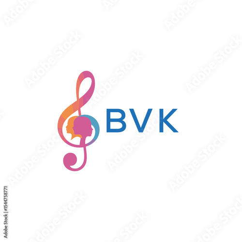  "BVK Music and Arts Logo Design, BVK Later Logo, Abstract Treble Clef with Human Faces"
