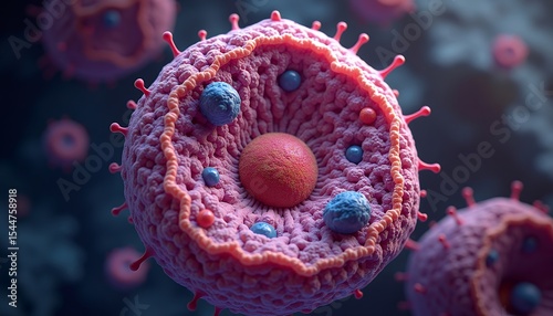 Cell Illustration with Nucleus and Vesicles
