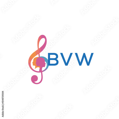  "BVW Music and Arts Logo Design, BVW Later Logo, Abstract Treble Clef with Human Faces"
