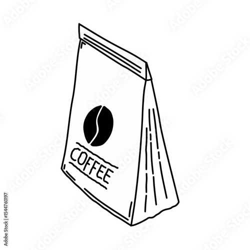 Hand drawn coffee bean bag doodle sketch vector illustration