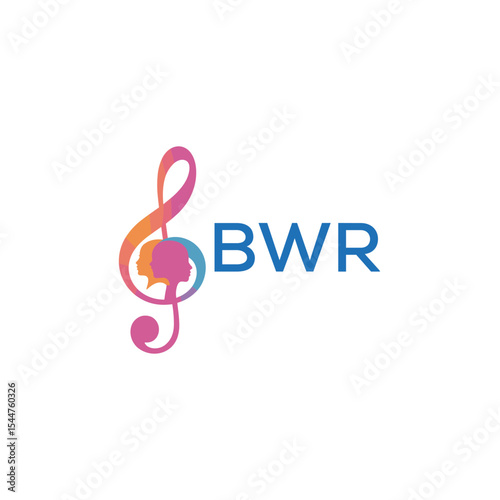  "BWR Music and Arts Logo Design, BWR Later Logo, Abstract Treble Clef with Human Faces"

