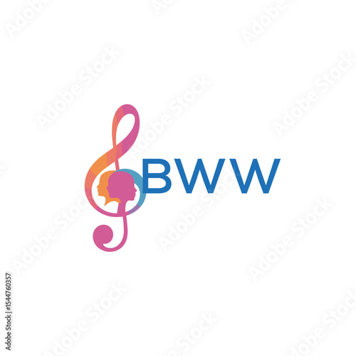 "BWW Music and Arts Logo Design, BWW Later Logo, Abstract Treble Clef with Human Faces"

