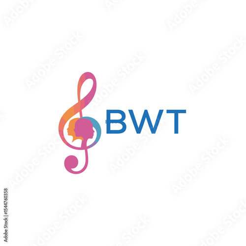  "BWT Music and Arts Logo Design, BWT Later Logo, Abstract Treble Clef with Human Faces"
