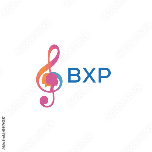 "BXP Music and Arts Logo Design, BXP Later Logo, Abstract Treble Clef with Human Faces"
