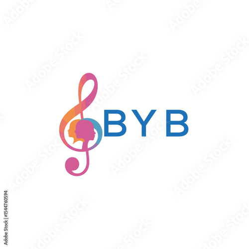  "BYB Music and Arts Logo Design, BYB Later Logo, Abstract Treble Clef with Human Faces"
