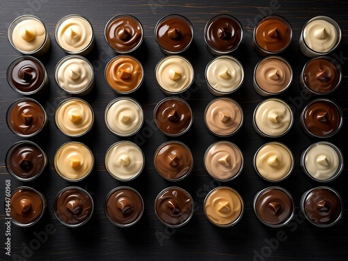 Collection of Chocolate Desserts in Glass Cups